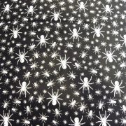 SPIDER, extra széles, pók mintás, fekete-fehér pamutvászon
