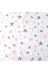 STARLET, fehér, rózsaszín-szürke csillagos, extra széles pamutvászon