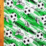 GOÓL, foci mintás extra széles pamutvászon - zöld