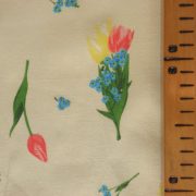 TULI, tulipán, nefelejcs virágmintás kevertszálas vászon, halványsárga