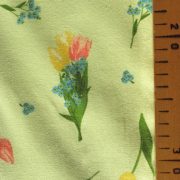 TULI, tulipán, nefelejcs virágmintás kevertszálas vászon, halványzöld
