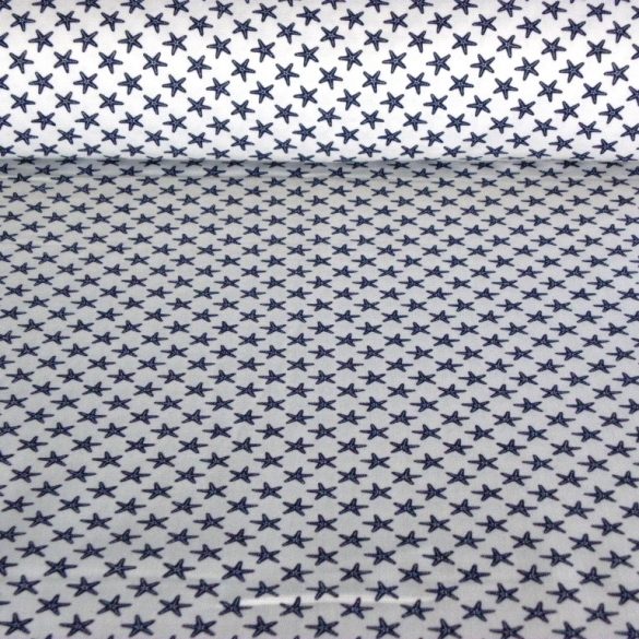 ESTRELA, fehér-kék tengericsillag mintás lakástextil, dekorvászon