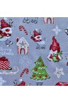 RUDI, karácsonyi mintás loneta lakástextil dekorvászon - szürke
