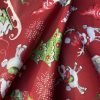 RUDI, karácsonyi mintás loneta lakástextil dekorvászon - sötét piros