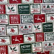 CÍMKÉK, karácsonyi mintás loneta lakástextil dekorvászon