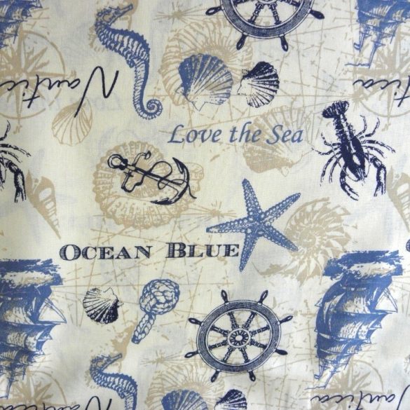 Ocean blue, tenger mintás pamutvászon