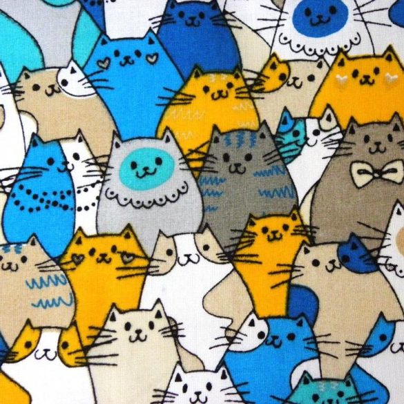 Cat team, cicás pamutvászon - kék
