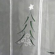 TANNENBAUM, karácsonyi mintás, zölddel és ezüsttel hímzett vitrázs függöny - maradék darab