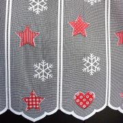 BLISS, karácsonyi piros mintás, jacquard vitrázs függöny