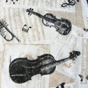 Muzsika, kotta, hangszer mintás lakástextil dekorvászon