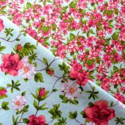 ELENI, kék-rózsaszín kis virágos lakástextil, dekorvászon