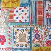 Meadow kék patchwork mintás lakástextil, dekorvászon