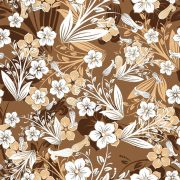 Pola barna-drapp leveles virágos lakástextil, dekorvászon